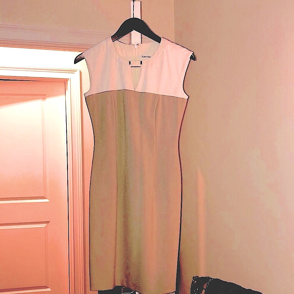 Calvin Klein size 2 strapless dress with v cut out detail- worn once!SUPER CHIC!